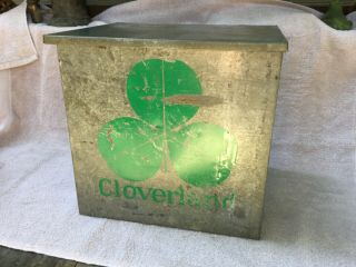 Vintage Cloverland Dairy Galvanized Steel Porch Milk Bottle Cooler