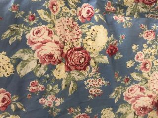 Vintage Eddie Bauer Home Queen Shabby Blue Floral Roses Duvet Cover