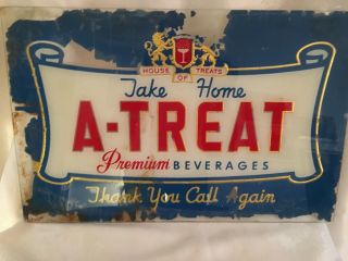 Antique Vintage A - Treat Country Store Soda Glass Sign Allentown,  Pa