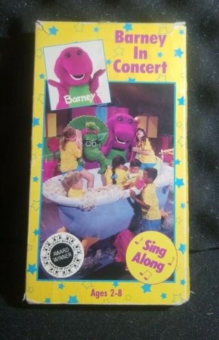 Vintage 1991 Barney In Concert Vhs White Tape Home Video Children 