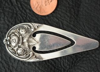 Antique Vtg Sterling Silver Bookmark Page Mark S Kirk Sons Repousse Rose No Mono
