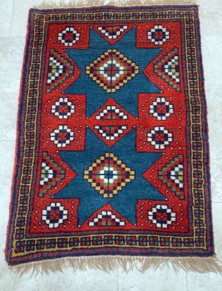 Small Hand - Knotted Turkish Area Rug/carpet Traditional Geometric Design Vintage