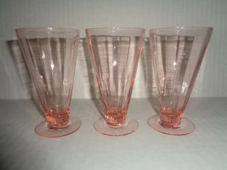 Fostoria Vintage (3) Optic Paneled Pink Wine Glasses