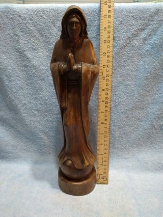 Religious Wood Carvings Praying Mary 15.  25 " Tall.  Vintage To Antique.