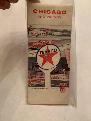 Vintage 1960’s Texaco Map - Chicago And Vicinity / / Sleeved
