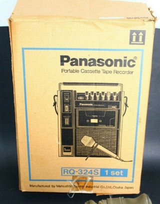 Panasonic 3 - Head Portable Cassette Tape Recorder Rq - 324s Vintage,  Case