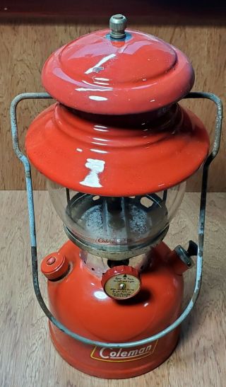 Vintage Red Coleman Model 200a Single Mantle Lantern Made In June 1959