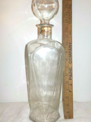Vintage Glass Liquor Whiskey Bourbon Bottle Partial Label 2 Qt.  Mcm Decanter