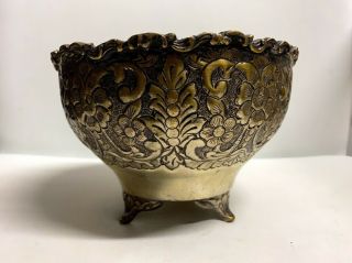 Antique Vintage Decorative Metal Fruit Bowl With Legs