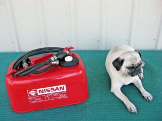 Vintage Nissan Outboard Boat Motor 3.  3 Gallon Metal Fuel Gas Tank Red