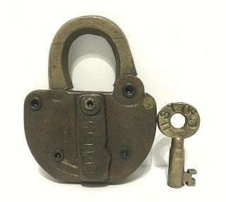Vtg/antique Usy Of O (union Stock Yards Of Omaha) Adlake Brass Pad Lock W/key