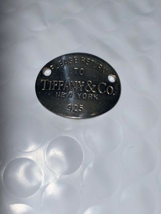 Vintage Tiffany & Co.  York 925 Sterling Silver Oval Please Return To Tag 2