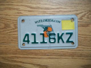 Single Florida License Plate - 2011 - 4116kz - Motorcycle