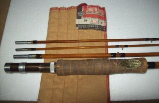 Vintage South Bend 59 9 Bamboo Fishing Rod Pole Tube And Sock