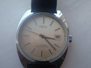 Vintage Mens Osco 17 Jewels Shockproof Antimagnetic Mechanical Watch