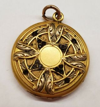 Antique Gold Filled Art Nouveau Locket With Paste Rhinestones W&h Co.