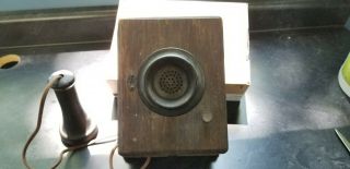 Antique Wall Phone Wood Pre 1940