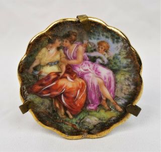 Vintage Floral Hand Painted Miniature Plate Limoges Made In France Cherub Women
