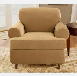 Stretch Pique Chair Slipcover Antique Waffle Weave Gold T - Cushion Sure Fit