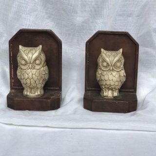 Vintage Owl Bookends Collectible Birds Books Reader Heavy