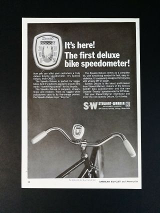 Vintage 1966 Stewart Warner Bike Bicycle Speedometer Full Page Ad
