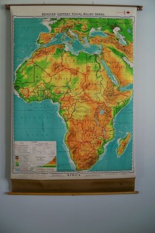 Vintage Pull Down Map Of Africa Denoyer Geppert Co Chicago School