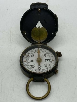 Antique Wwii Military Collectible Vintage U.  S.  Engineer Corps Old Brass Compass