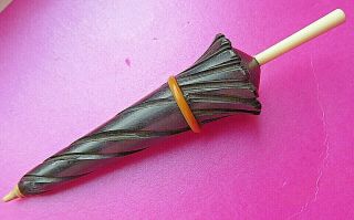 Antique Carved Wooden Rolled Parasol Needle - Bodkin Case