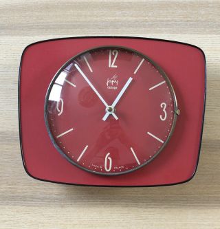 Horloge/pendule : Japy / Design Vintage : 50/60.  Formica Rouge.  Fonctionne