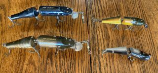 4 Vintage Creek Chub Pikie Fishing Lures With Triple Hooks C.  C.  B.  Co.