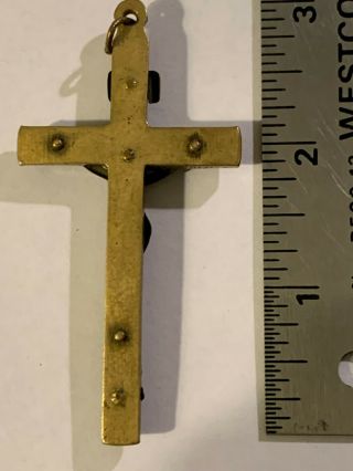 ANTIQUE Brass Pectoral Priest Nuns Crucifix Skull & Crossbones for habit Rosary 2