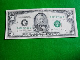 1990 (b) $50 Fifty Dollar Bill Federal Reserve Note York Vintage Money Old