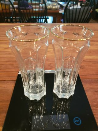 Set Of 2 Vintage Saint Germain Tall Cocktail Drinking Glasses W/gold Rim