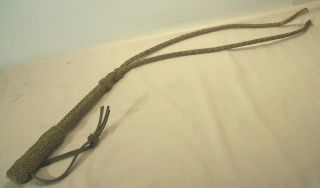 Antique Braided Rawhide Horse Whip Quirt Handmade Leather Equestrian Tack