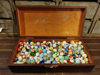 Over 300 Collectible Vintage Akro Agate And Other Marbles Colorful Old