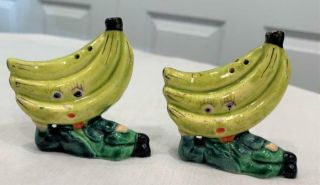 Vintage Anthropomorphic Banana Head Salt And Pepper Shakers