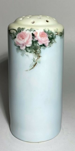 Vintage Porcelain Talcum Powder Shaker Blue Pink Floral,  Germany Baby Gift