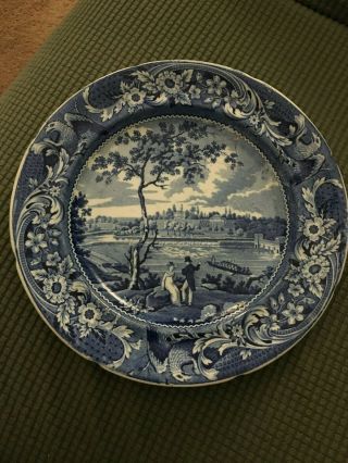 Antique Stubbs Fair Mount Near Philadelphia 10.  25 " Historical Blue Plate C.  1825