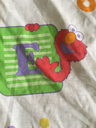 Vintage Sesame Street Twin Fitted Sheet Alphabet Big Bird Oscar Elmo Fabric