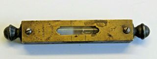 Vintage Davis L & T Brass Cast Iron Pocket Line Level Wood Tool Acorn Finial