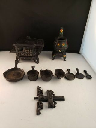 Dollhouse Miniature Queen Cast Iron Stove Pot Belly Salesman Sample &,  Vintage