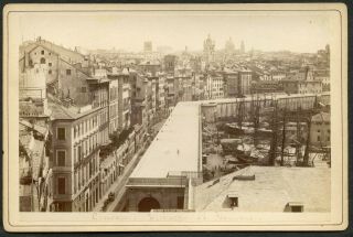 Aerial View Of Genova,  Italy - Antique Cabinet Photo By G.  Degoix