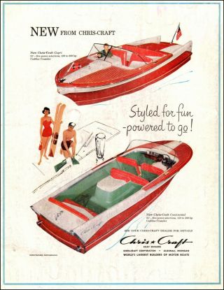 1958 Vintage Boat Ad Chris Craft 21 