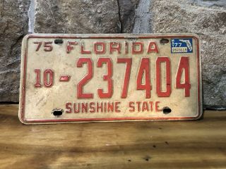 1975 1977 Florida Fl License Plate Tag 10 - 237404 Sunshine State