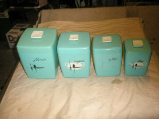 Vintage Lustro Ware Turquoise Nesting Canister Set