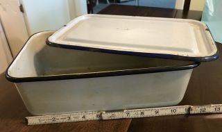 Vtg Enamelware Medical Sterilizing Pan With Lid Covered Rectangle Box Upcycle