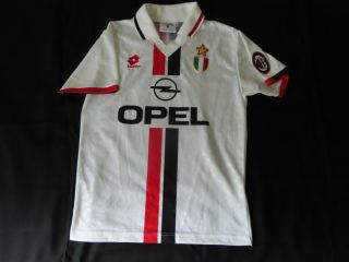 Vtg Ac Milan Lotto Football Club Soccer Jersey Opel Blank White S