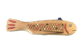 Jay Mcevers Signed Minnesota Mn Fish Decoy Folk Art Carved Wood Lure Ice Spear