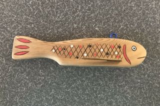 Jay McEvers Signed Minnesota MN Fish Decoy Folk Art Carved Wood Lure Ice Spear 2
