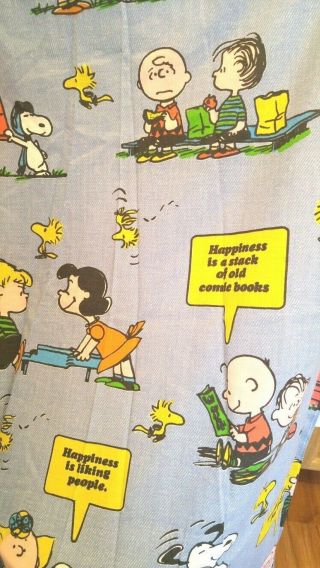 Peanuts Charlie Brown Snoopy Twin Flat Sheet 66 X 104 " Made In Usa Vintage